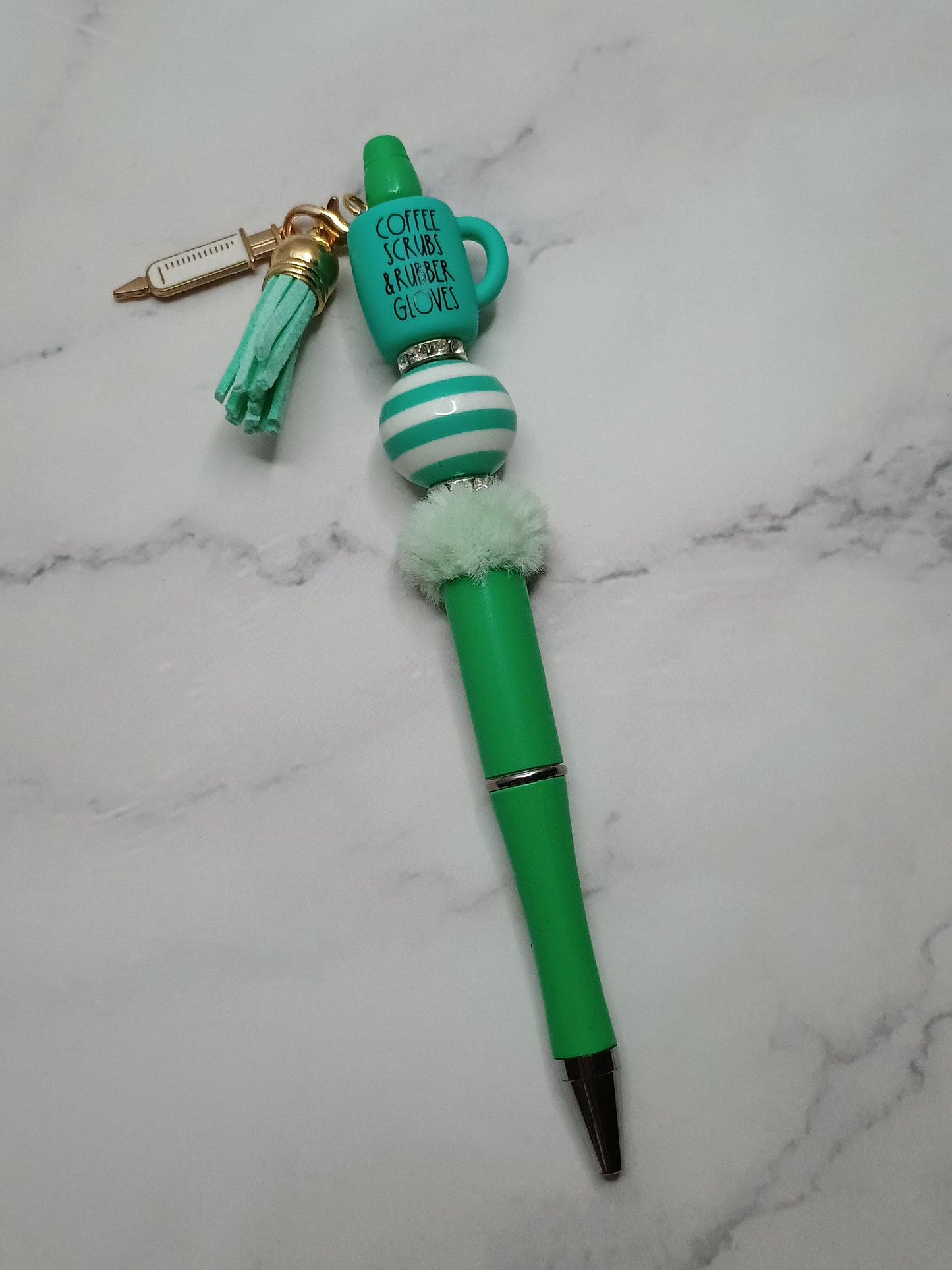 Mint green Coffee, scrubs & rubber gloves