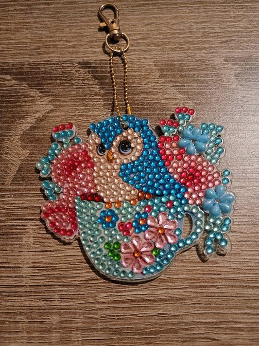 Owl teacup keychain