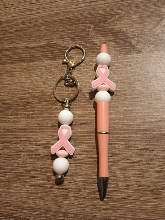 Breast cancer awareness pen and keychain bundle