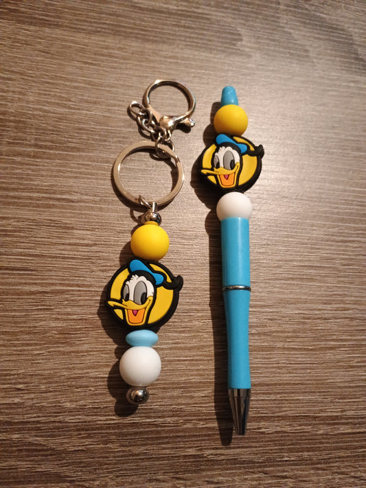 Donald Duck pen and keychain bundle