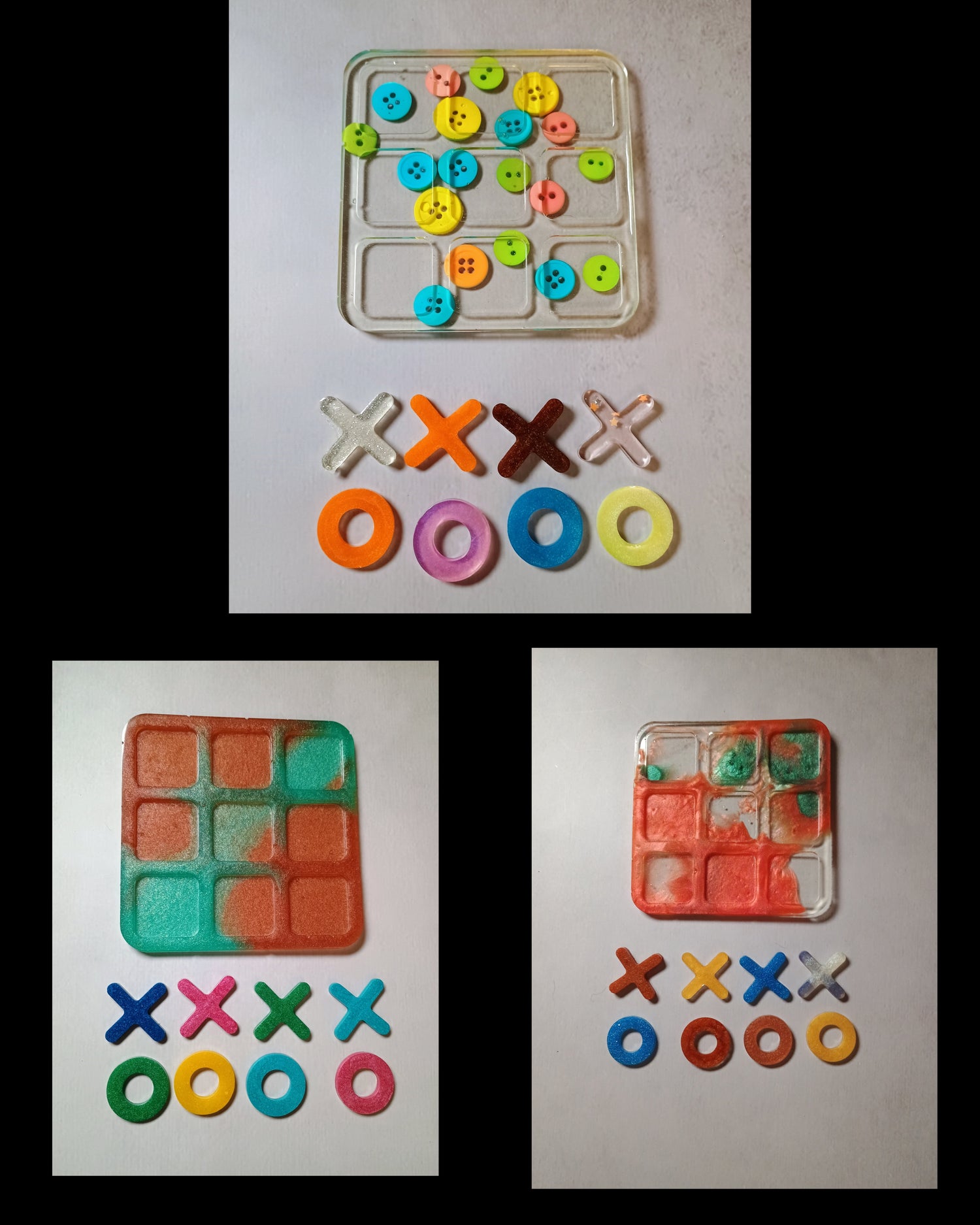 Resin tic-tac-toe boards