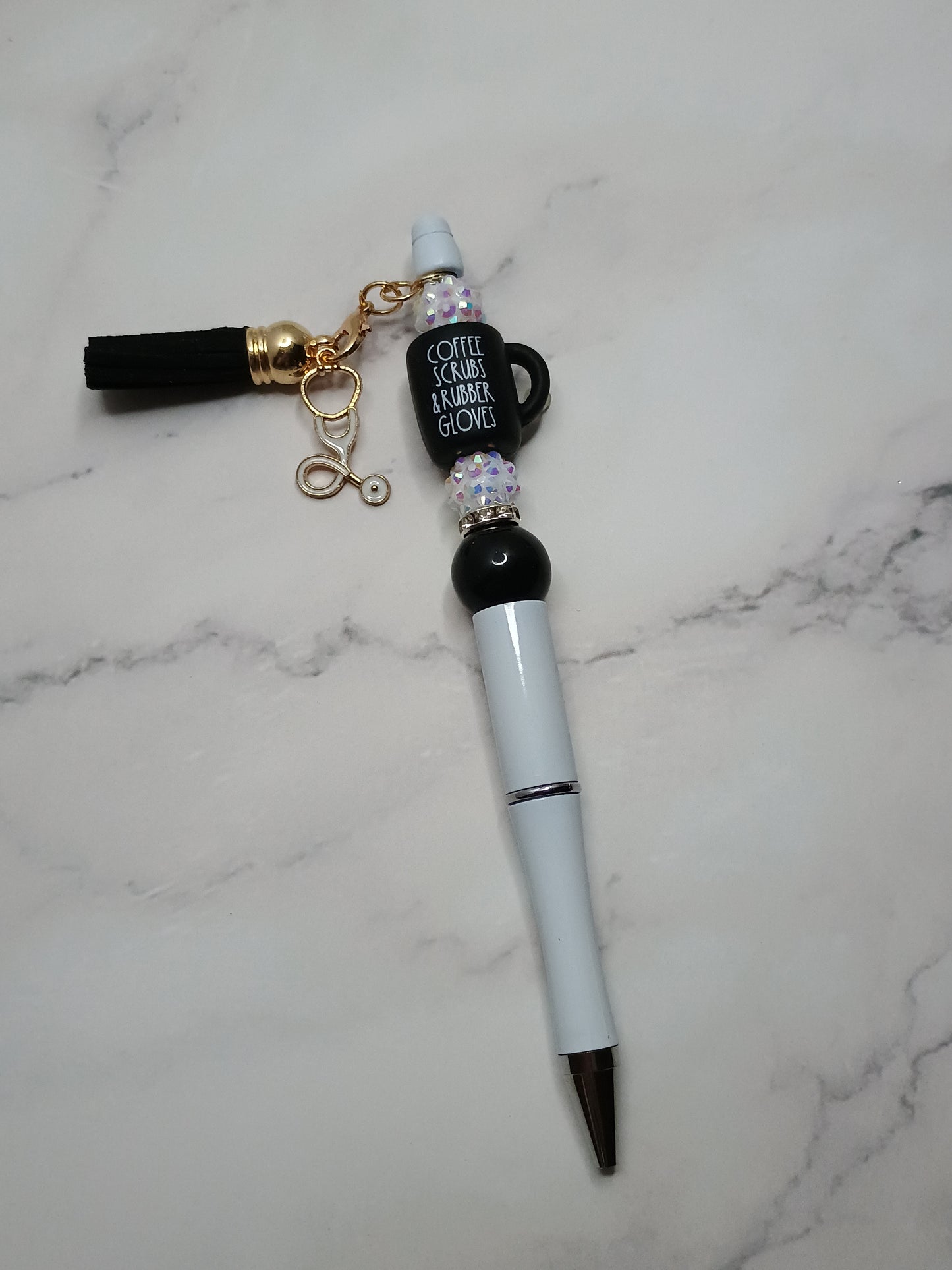 White Coffee, scrubs & rubber gloves