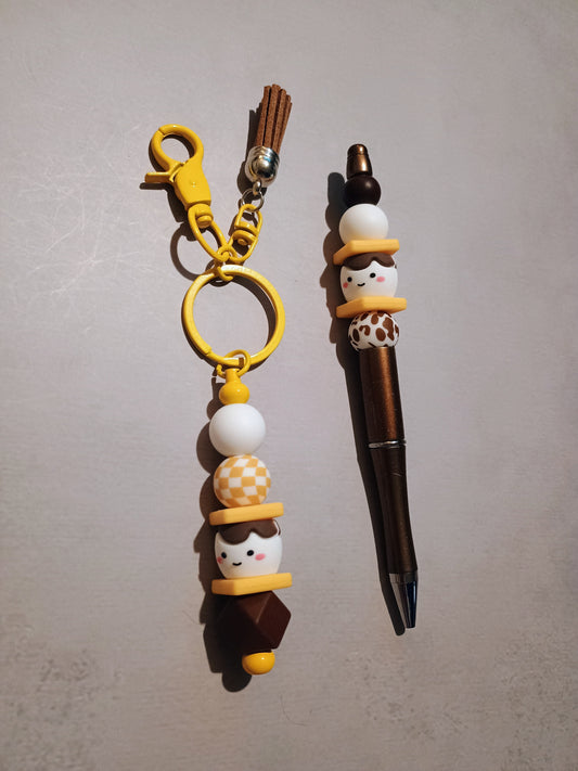 S'mores pen and keychain bundle