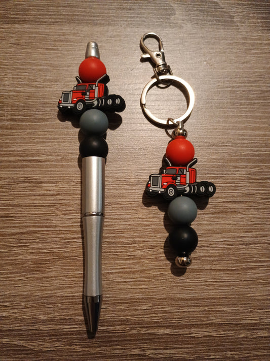 Trucker pen and keychain